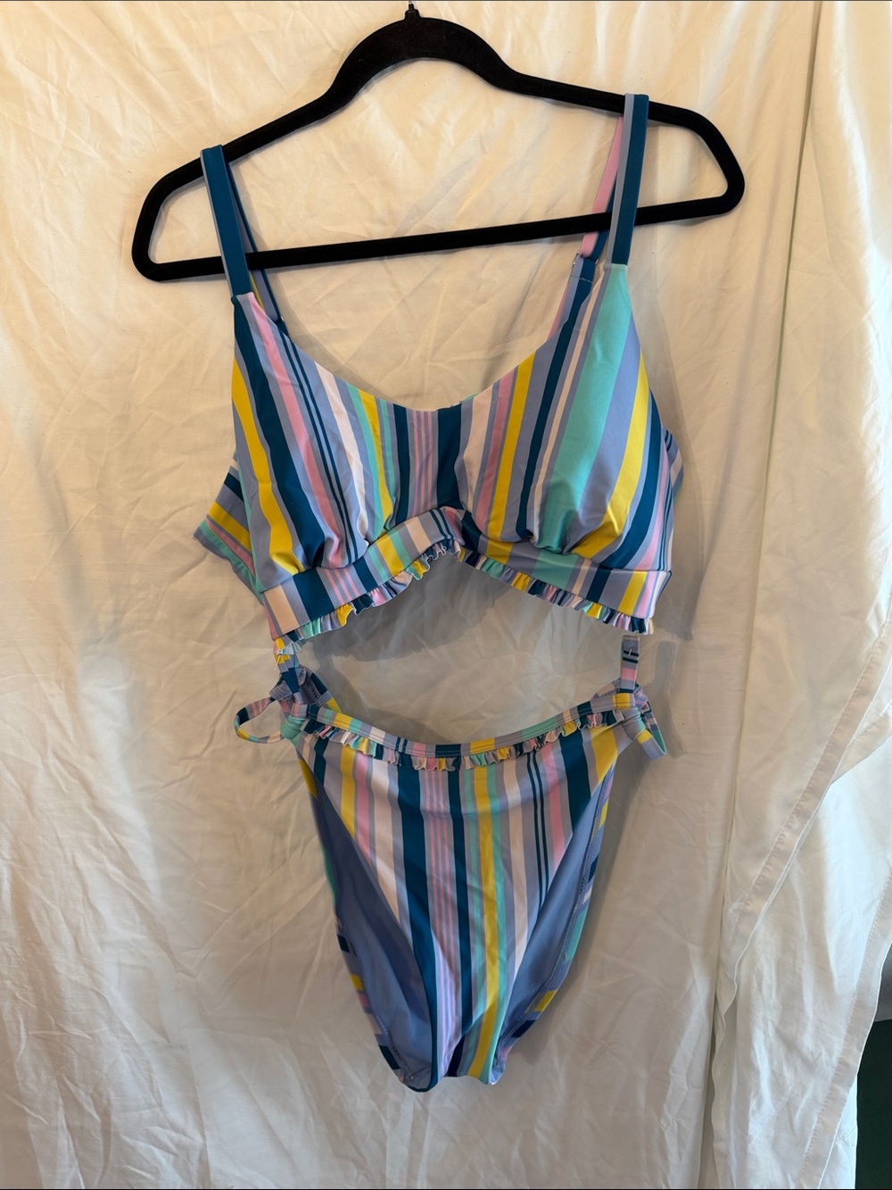 Adore Me Multicolor Stripe Bikini in Blue, Yellow, Pink & Green